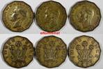 United Kingdom 3 Pence Great Britain George VI LOT OF 3 COINS 1952 Toned KM# 873 (20 264) -