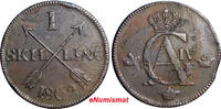 1 SKILLING SWEDEN COPPER 1802  OVERSTRUCK ON 2 ORE S.M. 1743-1768 KM#566 (3055) Uncertified