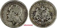1 Krona Sweden Oscar II Silver 1875 ST  KM# 741 (20 383) Uncertified