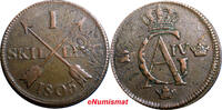 1 SKILLING SWEDEN 1805  OVERSTRUCK ON 18th Cent 2 ORE S.M. KM#566 (2369A) Uncertified