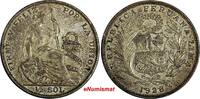 1/2 Sol PERU Silver 1928 LIMA GM  30mm VF/XF Condition Toning KM# 216 (13 500) Uncertified