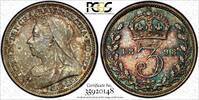United Kingdom 3 Pence Great Britain Silver 1898  PCGS PL64 PROOFLIKE RAINBOW TONED KM# 777 (48)