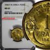 Mauritania 1 Franc French West Africa Aluminum-Bronze 1944-L NGC MS63 Laureate Head KM2 (1) -