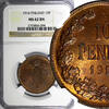 10 Pennia Finland Nicholas II Copper 1914  NGC MS62 BN Mintage-605,0 KM#14 (094)