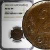 Bronze DENMARK Christian X  1921 HCN CJ 2 Ore NGC MS62 BN KM# 813.2 (174)