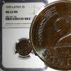 Latvia 2 Santimi 1939 Latvia Bronze 1939  NGC MS62 BN 1 YEAR TYPE KM# 11... 34,36 EUR  zzgl. 12,88 EUR Versand