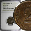  2 Senti 1934 ESTONIA Bronze 1934  NGC MS63 BN 1 YEAR TYPE NICE TONED KM... 47,24 EUR  zzgl. 12,88 EUR Versand