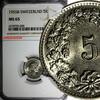 Switzerland 5 Rappen 1955 SWITZERLAND Copper-Nickel 1955 B  NGC MS65 HEL... 38,65 EUR  zzgl. 12,88 EUR Versand