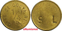 Costa Rica TOKEN COSTA RICA -CAFE DE COSTA RICA.Countermark ''SL'' Julio Sanchez Lepiz aUNC(9) -