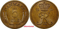 5 Øre Denmark Frederik IX Bronze 1962  Choice UNC .Luster KEY DATE KM# 848.1 (12) unz
