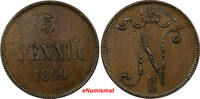 5 Pennia Finland Russia Nicholas II 1899  BETTER DATE Mintage-860,000 KM# 15 (1) Uncertified