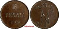 5 Pennia Finland Nicholas II Copper 1905  Mintage-620,000 BETTER DATE KM# 15 (8) Uncertified
