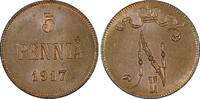 5 Pennia 1917 Finland Russian Nicolas II (1895-1917) Copper 1917  UNC KM# 15 (21 602) unz