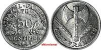50 Centimes France Aluminum 1944  WWII Issue BETTER DATE BU KM# 914.1 (15 293) Uncertified