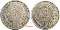 2 Francs France Aluminum 1945 - C  Key Date Toned 27mm KM# 886a.3 (4117) Uncertified