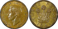 United Kingdom 3 Pence Great Britain George VI Nickel-Brass 1941 WWII Issue UNC KM# 849 (424) -
