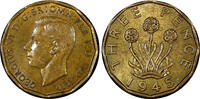 United Kingdom 3 Pence Great Britain George VI Nickel-Brass 1945 WWII Issue UNC KM# 849 (423) -