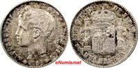 Spain Peseta Spain Alfonso XIII SILVER 1901 (01) SM-V Light Toning Nice KM# 706 (10) -