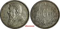 South Africa 6 Pence South Africa Johannes Paulus Kruger Silver 1896 Mintage-205,000 KM#4(8) -