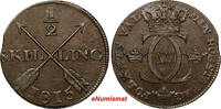 1/2 Skilling SWEDEN Carl XIII Copper 1815  NICE DETAILS KM# 590 (9753) Uncertified