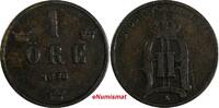 Bronze SWEDEN Oscar II (1872-1907)  1876 1 ORE SCARCE KM# 734 (17 821) Uncertified