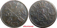 SWEDEN COPPER Frederick I 1749 2 Ore,S.M.Struck at Avesta Mint . KM# 437 (2339) Uncertified