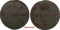 1 Skilling Sweden Carl XIV Johan Copper 1820  Oblique KEY DATE VF SCARCE KM597(9) Uncertified