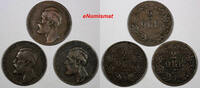 Bronze Sweden Oscar II  LOT OF 3 COINS 1873 L.A. 2 Ore VF KM# 729 (10 063) Uncertified
