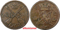 Sweden Adolf Frederick Copper 1767 2 Ore, S.M. Low Mintage-467,000 KM# 461 (27) Uncertified