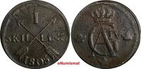 1 SKILLING SWEDEN Gustaf IV 1805  OVERSTRUCK ON 2 ORE (1743-1768) KM# 566(15 068) Uncertified
