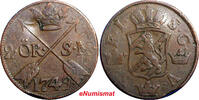 SWEDEN COPPER Frederick I 1749 2 Ore, S.M.Struck at Avesta Mint KM# 437 (2332) Uncertified