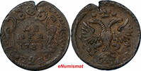 Russian Federation 1731 DENGA 1731 RUSSIA Anna Ioannovna  OVERSTRUCK ON KOPECK 1700S PETER I VF. (3685) Uncertified