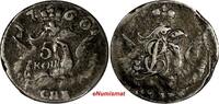 Russian Federation 5 Kopeks RUSSIA Elizabeth Silver 1760 SPB  Mintage-420,000 Clouds RARE C# 15.2(8) Uncertified