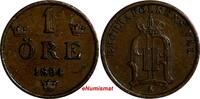 SWEDEN Oscar II 1894 1 Ore Mintage-590,000 Large Letters RARE DATE KM#750 (366) Uncertified