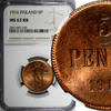 5 Pennia Finland Russian Tsar Nicolas II (1895-1917) 1916  NGC MS63 RB KM# 15 (3)