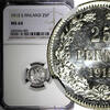 25 Pennia FINLAND Nicholas II Silver 1915 S  NGC MS64 WWI GEM BU KM #6.2 (005)