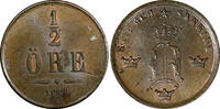 Bronze Sweden Oscar I  1858 1/2 Ore High Grade KM# 686 (21 884) Uncertified