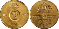 Bronze Sweden Gustaf VI  1959 TS 2 Ore GEM BU Toned KM# 821 (21 954) Uncertified