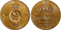 Bronze Sweden Gustaf VI  1960 TS 2 Ore GEM BU Toned KM# 821 (21 951) Uncertified