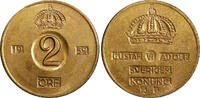 Bronze Sweden Gustaf VI  1959 TS 2 Ore GEM BU Toned KM# 821 (21 955) Uncertified
