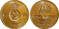 Bronze Sweden Gustaf VI  1960 TS 2 Ore GEM BU Toned KM# 821 (21 952) Uncertified