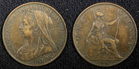 India 1 Penny Great Britain Victoria Bronze 1901 30.8 mm Last Year KM# 790 (22 506) -