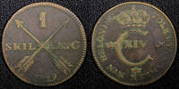 Sweden 1 Skilling 1829 Sweden Carl XIV Johan Copper 1829  Mintage-344,00... 21,47 EUR  zzgl. 12,88 EUR Versand