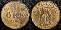 Sweden 1906 Öre 1906 SWEDEN Oscar II Bronze  KM# 768 (22 977) Uncertified 10,74 EUR  zzgl. 12,88 EUR Versand