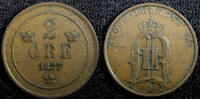 Sweden Ore 1877 Sweden Oscar II Copper 1877 2 Ore 1st Year Type KM# 746 ... 12,45 EUR  zzgl. 12,88 EUR Versand