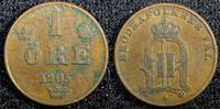 Sweden Bronze 1905 Sweden Oscar II  1905 1 Öre extra Large letters KM# 7... 6,44 EUR  zzgl. 12,88 EUR Versand
