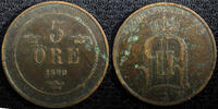 Sweden 5 Öre 1880 Sweden Oscar II Bronze 1880  Small Letters RARE DATE K... 34,36 EUR  zzgl. 12,88 EUR Versand