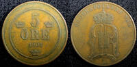 Sweden 5 Öre 1901 SWEDEN Oscar II Bronze 1901  27mm Mintage-441,660 KM# ... 6,44 EUR  zzgl. 12,88 EUR Versand