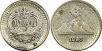 Guatemala 1/4 Real Guatemala Silver 1890 sun above 3 volcanoes KM# 158 (22 694) -