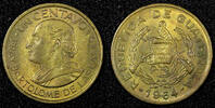 Guatemala 1 Centavo GUATEMALA Brass 1964 Guatemala City Mint KM# 260 (22 836) -